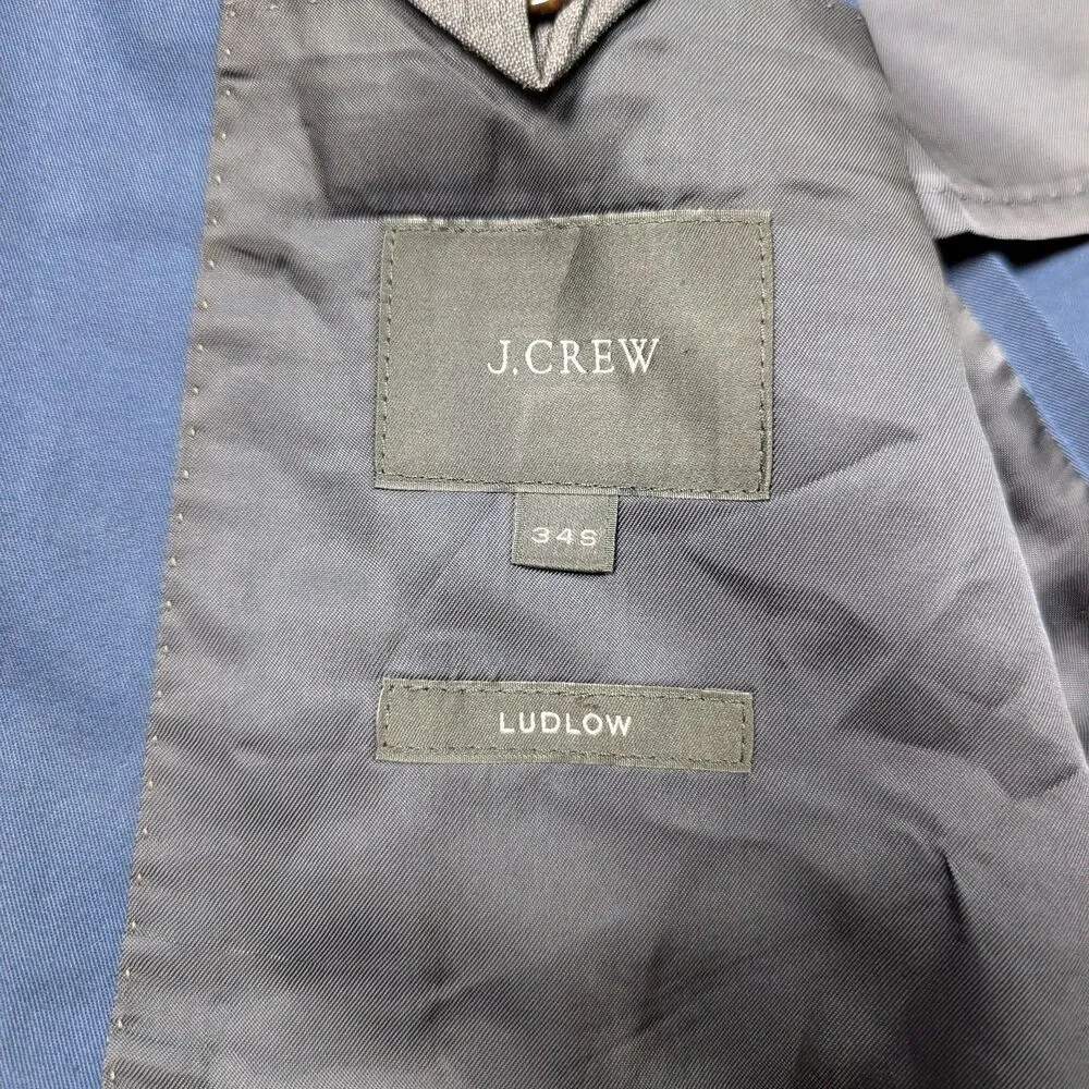 J Crew Ludlow Blazer Mens 34S Blue Slim Fit Sport Coat Larusmiani Cotton